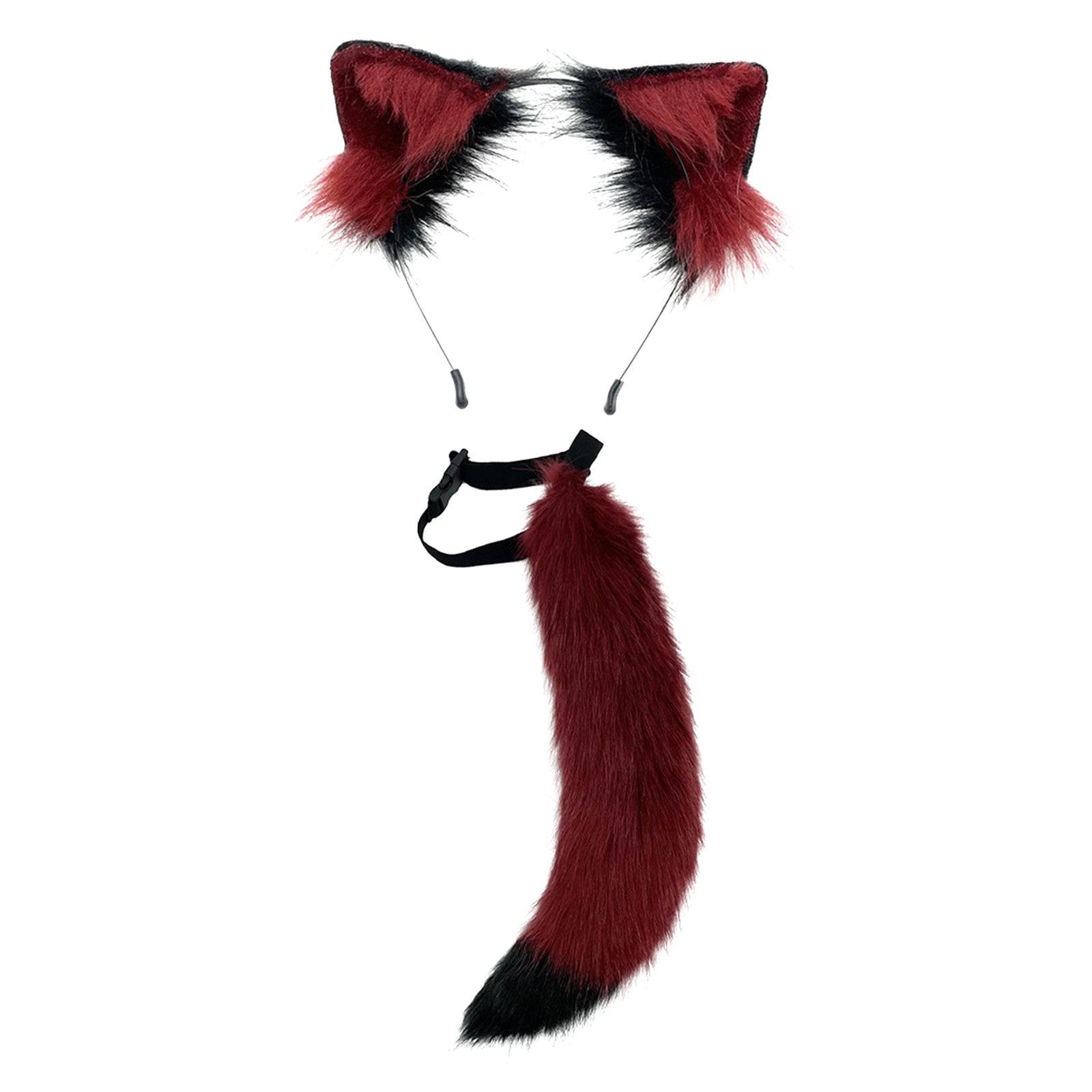 2Pieces Fox Ears Hair Hoop, Headwear Lovely Plush for Cosplay Costume Kits