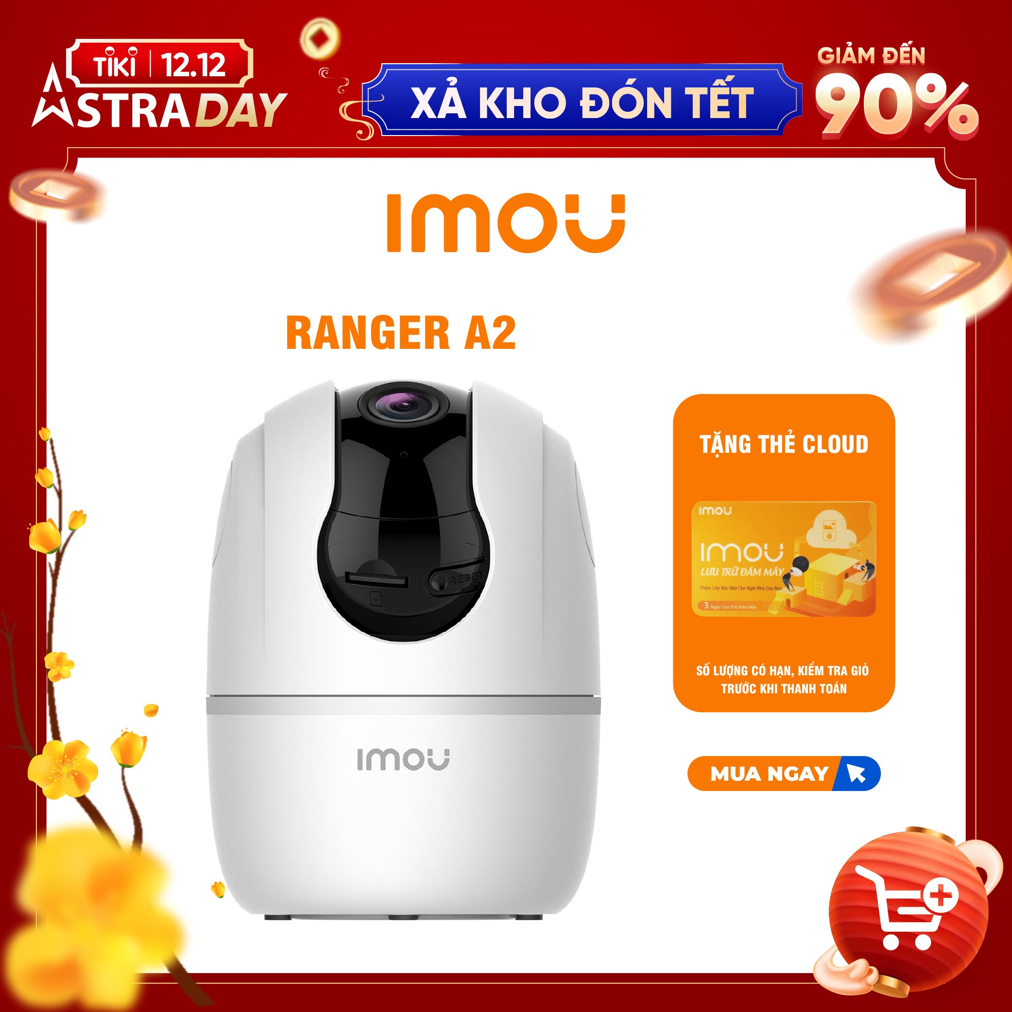 Camera Wifi Imou Ranger A2 (2MP) I Phát hiện con người I Xoay toàn cảnh 360 I Đàm thoại I Hàng chính hãng