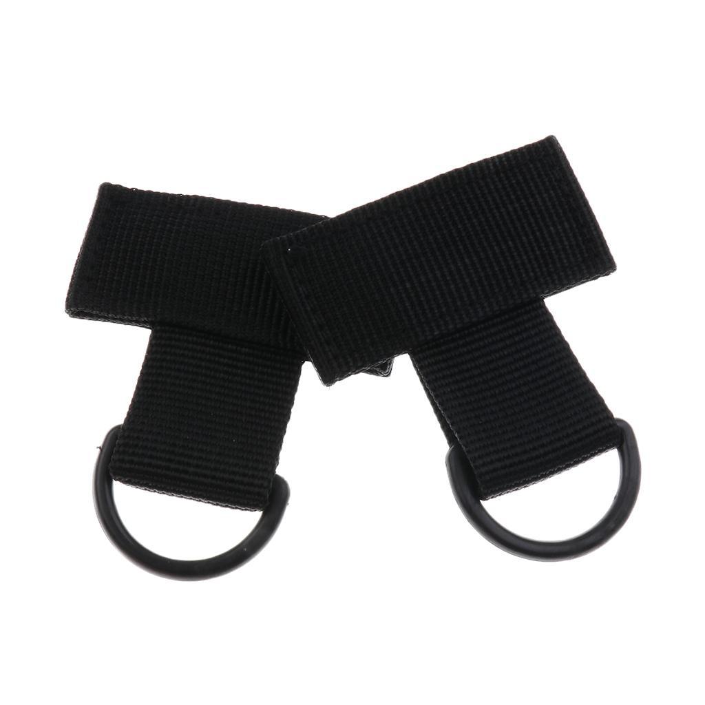 2pcs Outdoor Backpack MOLLE System Nylon Webbing T Hook & Loop D Key Ring Hanging Ring Camping Hiking Accessories