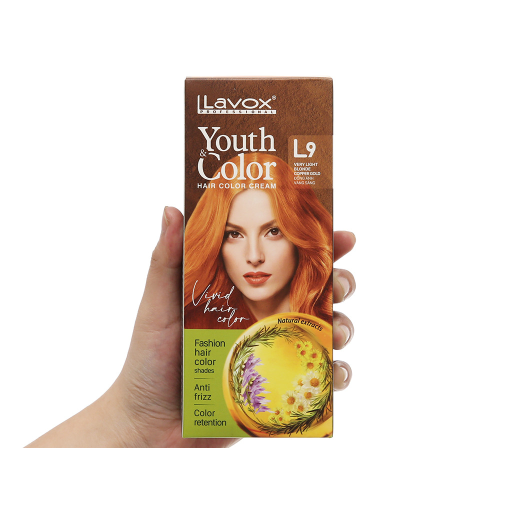 Kem nhuộm màu tóc cao cấp Lavox Youth&Color L9 (Đồng Ánh Vàng Sáng)