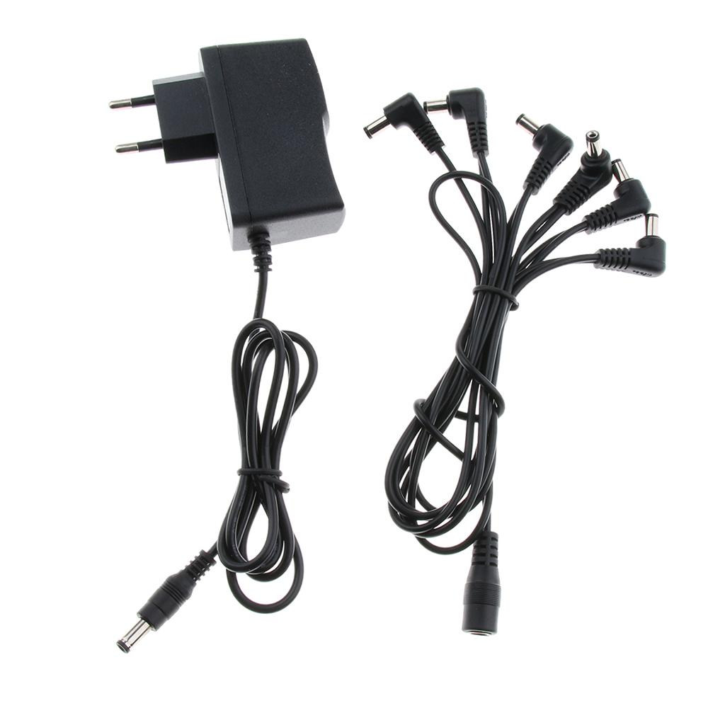 1 to 6 Way Guitar Effect Pedals Power Supply Cable + Adapter