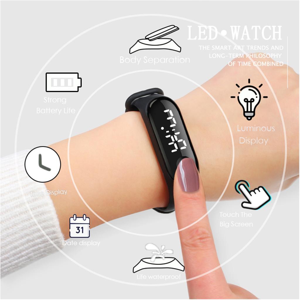 LED Digital Watch  Screen Silicone Strap Wristwatch