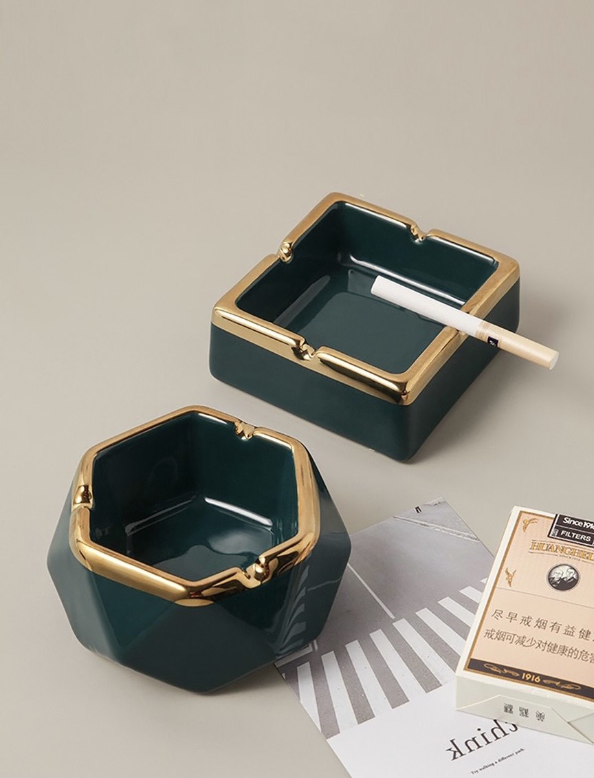GẠT TÀN BẰNG SỨ CAO CẤP SANG TRỌNG HÌNH LỤC LĂNG - VD84