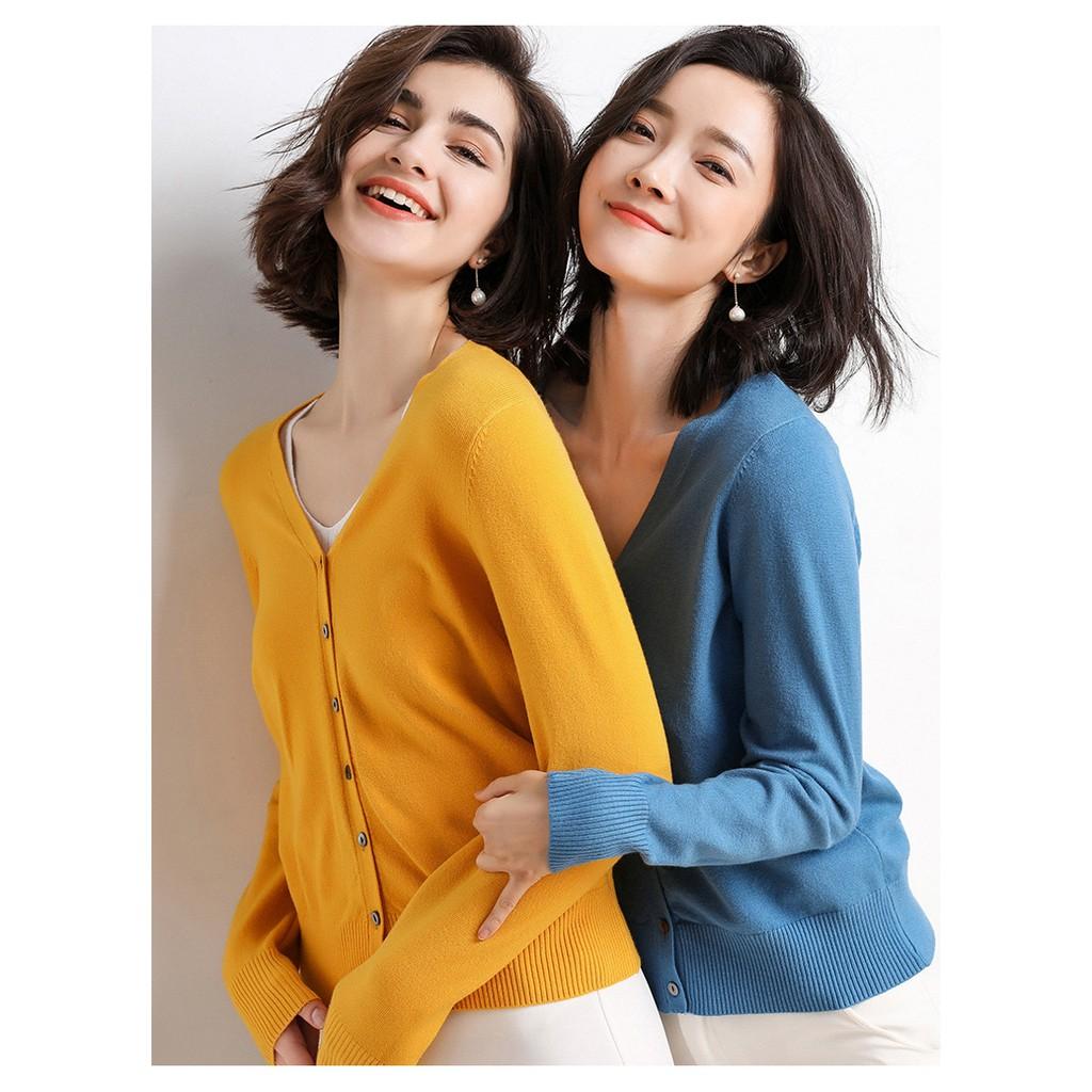 Áo khoác nhẹ nữ, áo cardigan len nữ basic, chất len mềm mịn không xù không bai, hàng nhập Quảng Châu