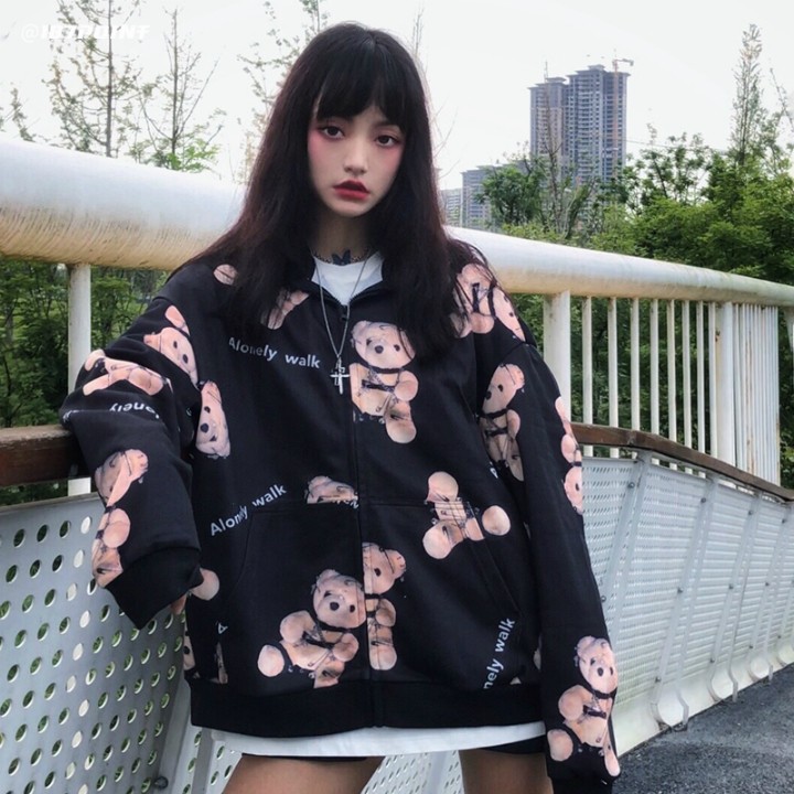 Áo khoác unisex con gấu Mã: AO3632 - ĐEN