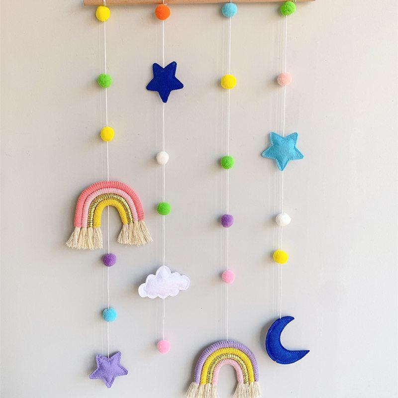 INS Bắc Âu Dệt Rainbow Bé Kẹp Tóc Giữ Trẻ Em Bé Gái Kẹp Tóc Bảo Quản Dây Hình Ảnh Người Tổ Chức Treo Tường Trang Trí Mặt Dây Chuyền