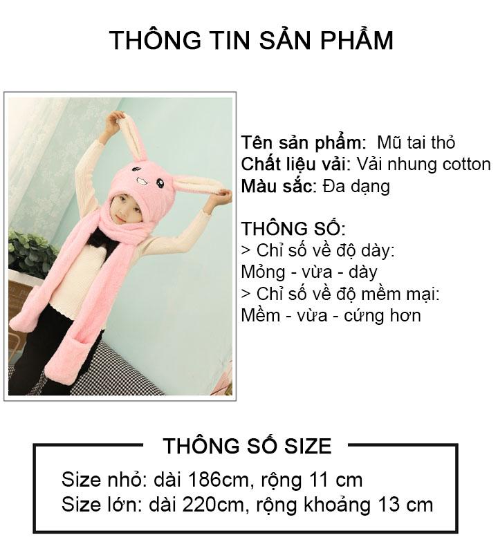 Mũ tai thỏ màu hồng giật giật siêu đáng yêu cho bé yêu