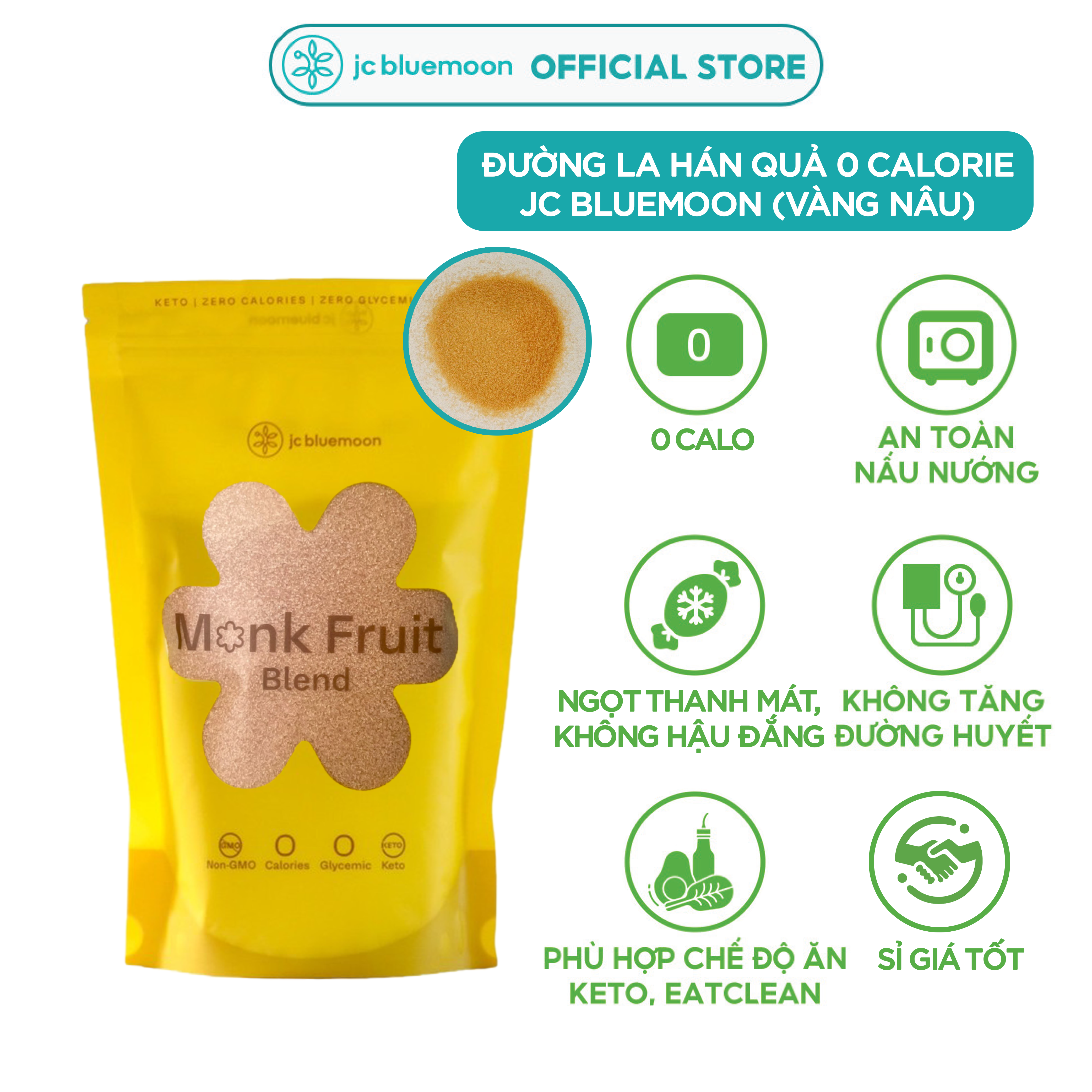 Đường La Hán Qủa Nâu JC BLUEMOON Brown Monk Fruit Blend 500g