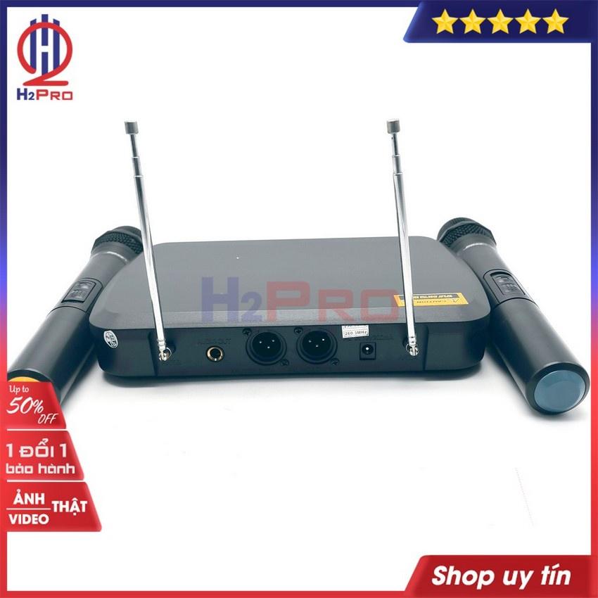 Bộ micro không dây, mic karaoke WR-209 UHF 2022, 2 mic hát karaoke không dây giá rẻ, tặng 2 đôi pin 20K-Shop H2pro