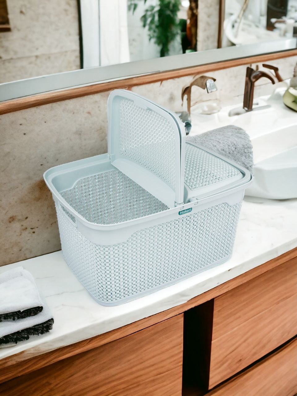 GIỎ LÀN QUAI XÁCH CÓ NẮP HOA MỘC TẤM ĐỰNG ĐỒ CHO MẸ VÀ BÉ ĐI SINH ĐA NĂNG - GIỎ LÀN KIỂU DÁNG MÀU SẮC PHONG CÁCH HÀN QUỐC