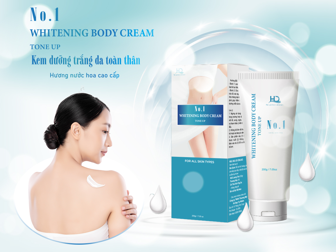 Kem dưỡng thể trắng da HD No.1 Whitening Body Cream Tone Up Rooicell - 200g