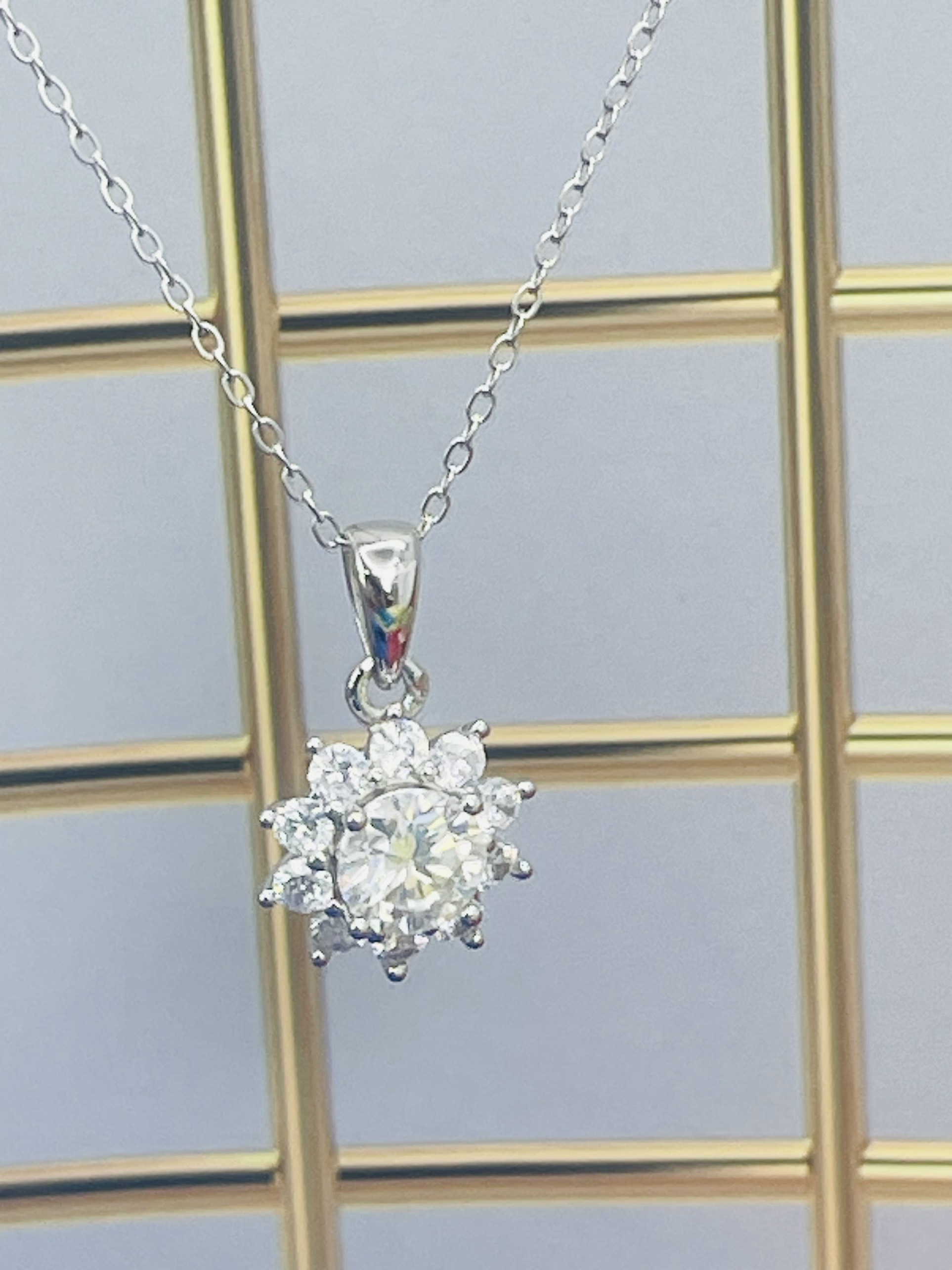 Dây chuyền Moissanite 1ct Kim Cương nhân tạo và Bạc 925 xi Bạch Kim N1177