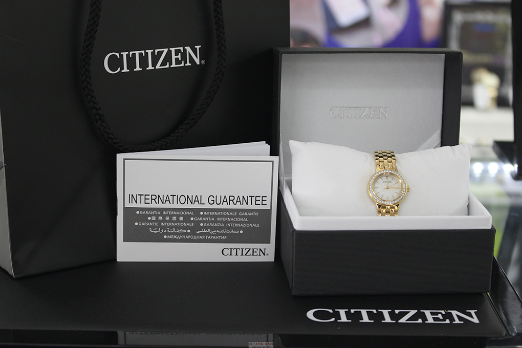 Đồng Hồ Nữ Citizen Đính Đá Swarovski Dây Thép Không Gỉ EJ6102-56D - Mặt Xà Cừ