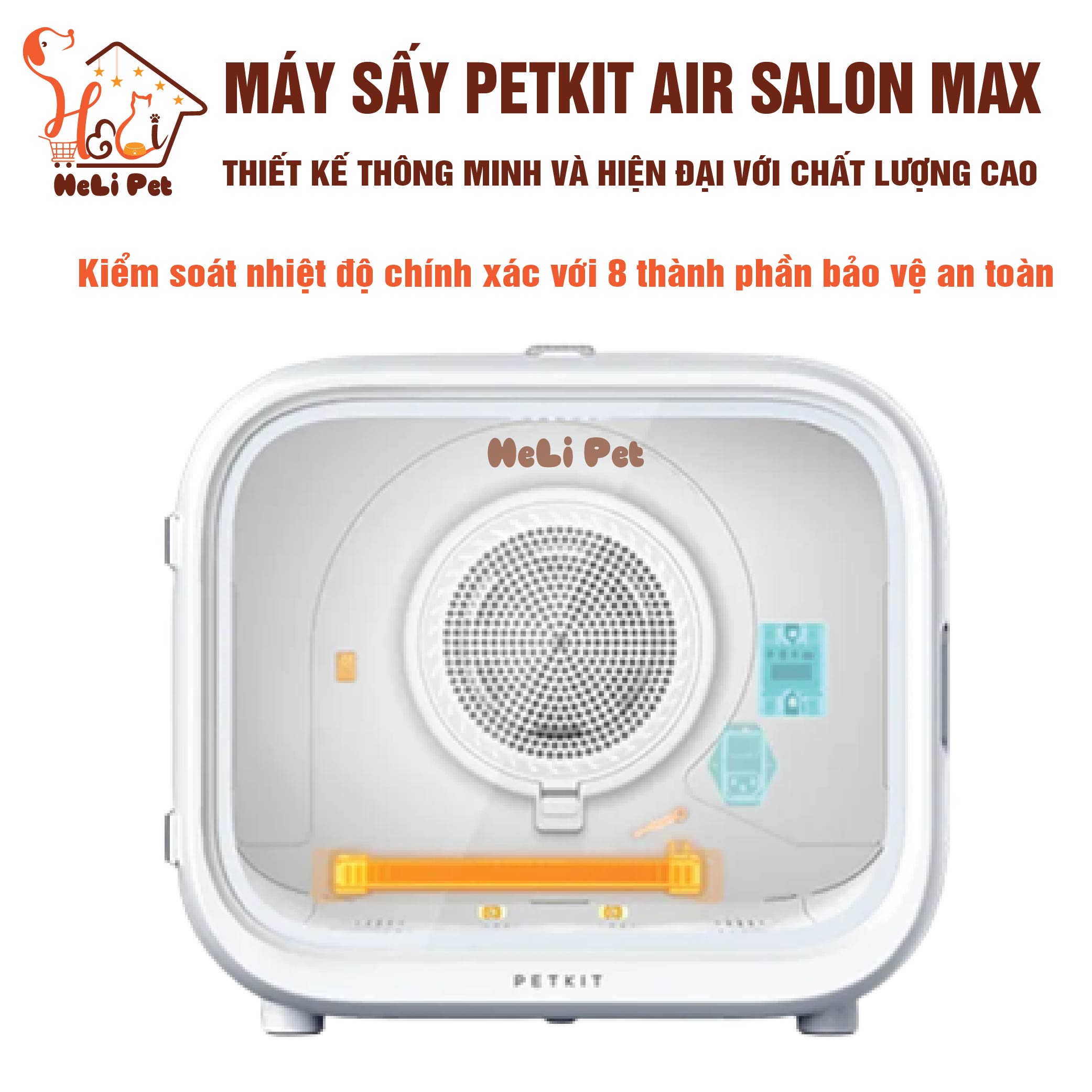 Lồng Sấy Tự Động Cho Chó Mèo, Máy Sấy Cho Chó Mèo Petkit Air Salon Max- HeLiPet