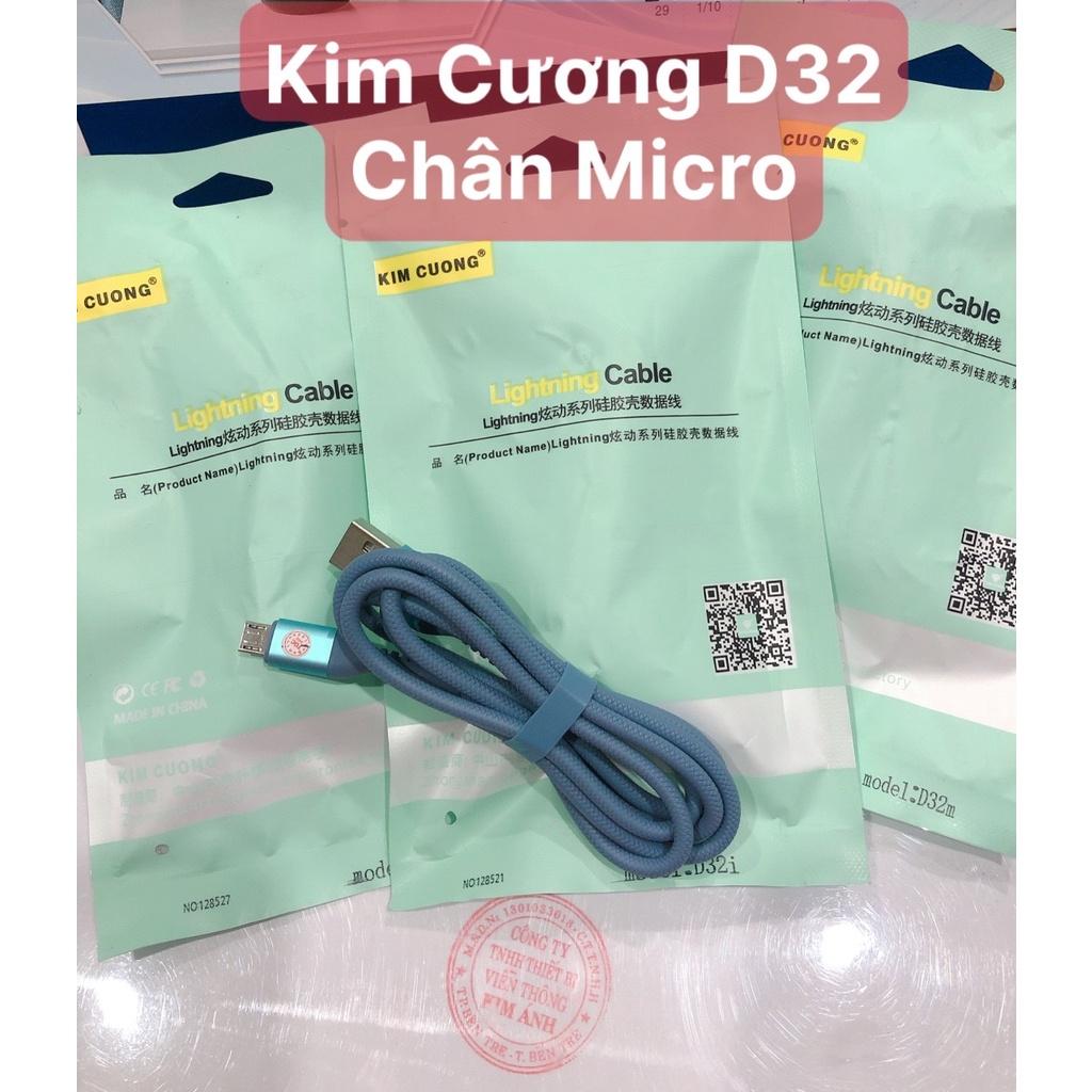 Dây sạc nhanh Kim Cương D32 , chân Micro, hàng nhập khẩu