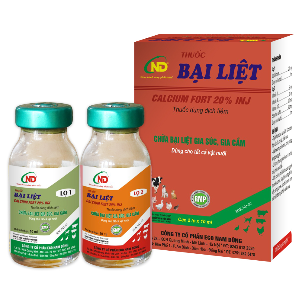 BẠI LIỆT CALCIUM FORT 20% - CHỮA BẠI LIỆT GIA SÚC, GIA CẦM