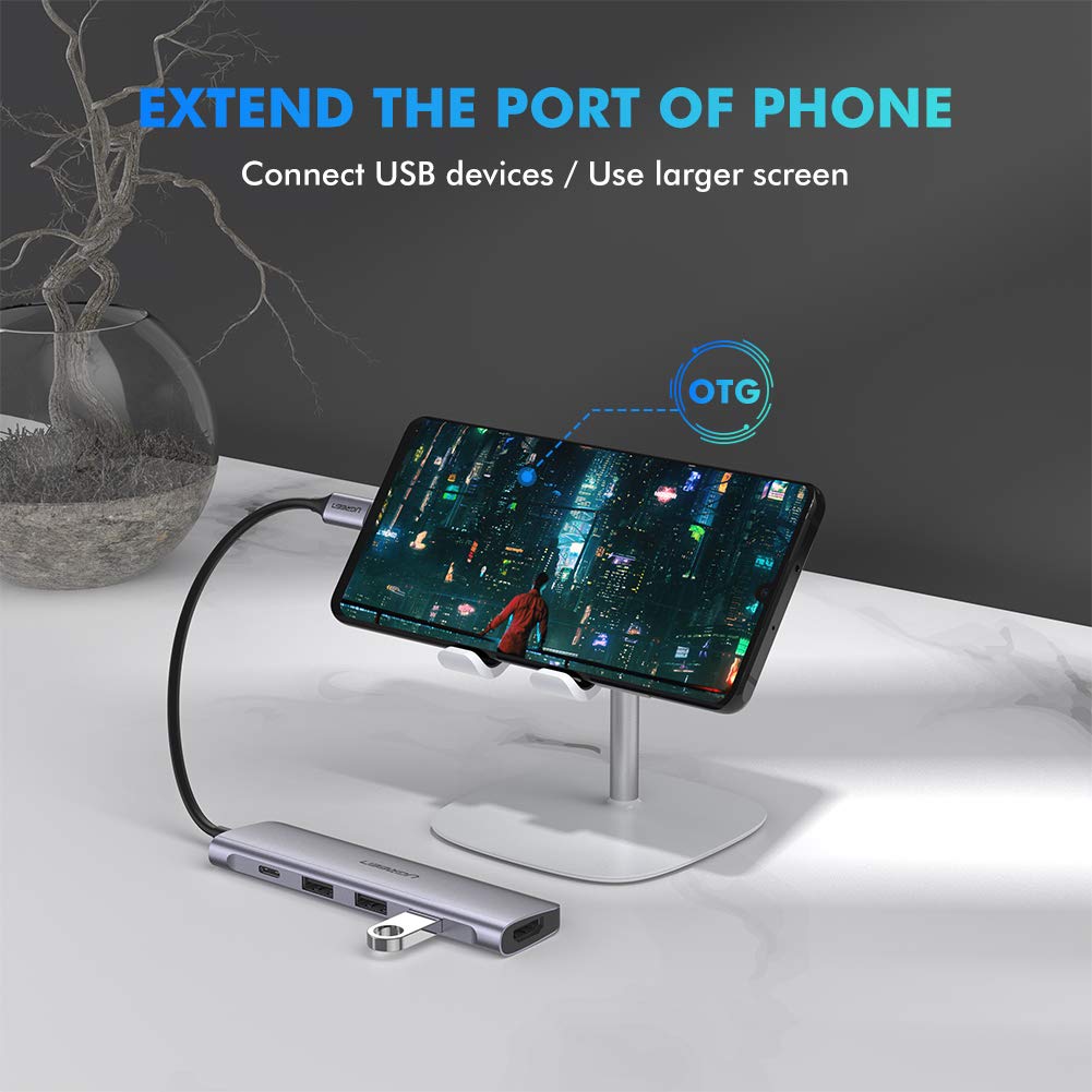 Bộ chuyển đổi USB type C sang HDMI + Hub USB 3.0 chính hãng UGREEN CM136 50209 - Hàng nhập khẩu