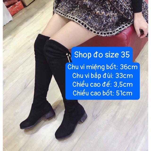 Bốt đùi nữ gót bệt 3 phân