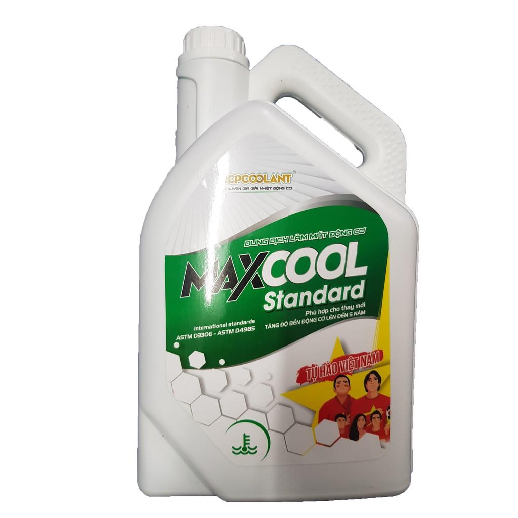 COMBO Nước làm mát xe ô tô màu xanh Maxcool Standard can 4L + Súc két nước Bluechem 300ml