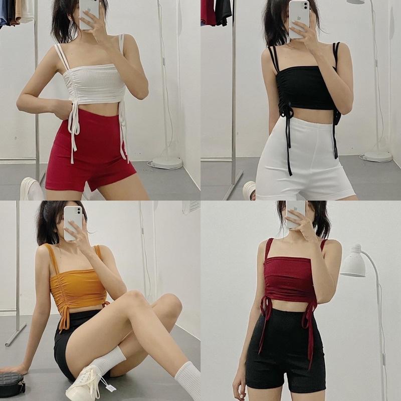 Áo Croptop 2 Dây Rút Eo -Áo hai dây