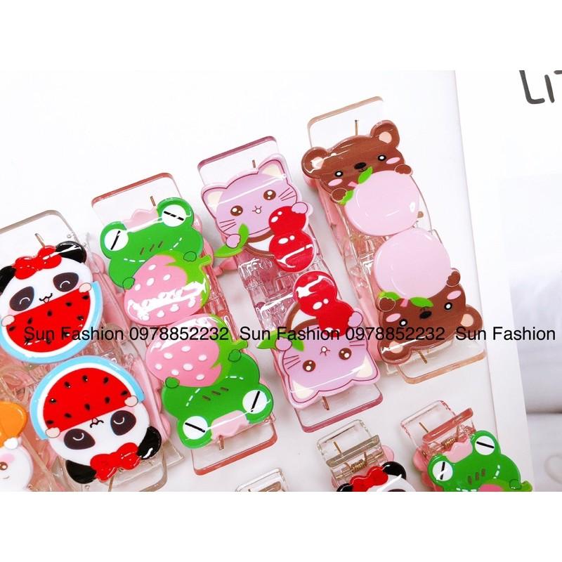 Kẹp càng cua trong suốt 3 răng, 5 răng hình thú, con vật, hoạt hình, trái cây, 12 con giáp màu sắc đáng yêu