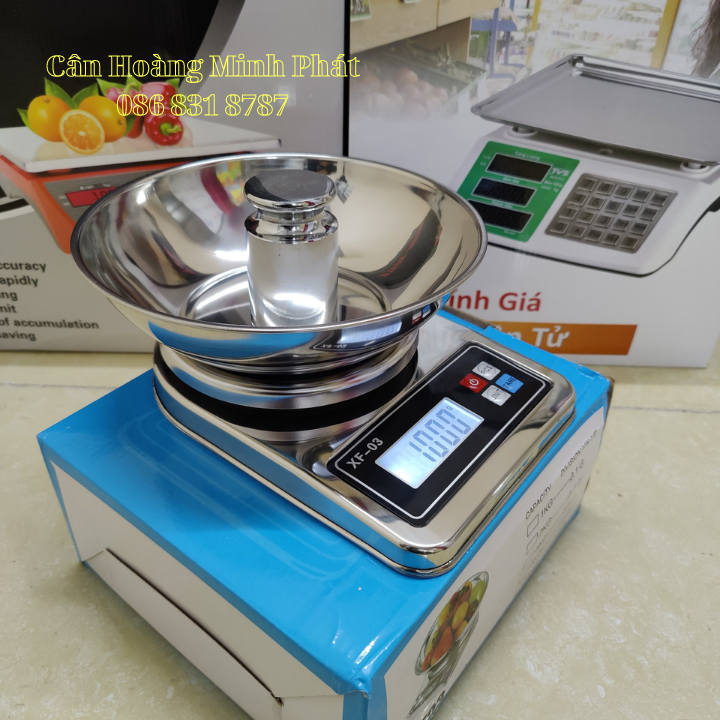 Cân Điện Tử Nhà Bếp Chính Xác Cao 0.1g - 3kg FX03 INOX Không Gỉ. Cân Làm Bánh Độ Chính Xác Cao Kèm 2 Viên pin AA. Kèm Tô Inox