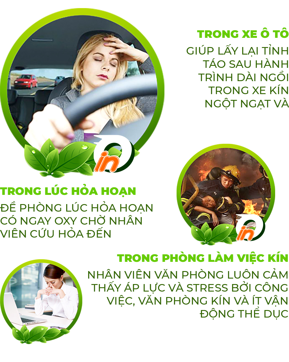 Combo 5 Bình khí Oxy mini Lá Xanh cao cấp cầm tay dự phòng cho các bệnh về tim mạch , hô hấp và cứu hỏa cho con người; tặng 1 móc treo nhắc nhở ( Bảo vệ hô hấp )