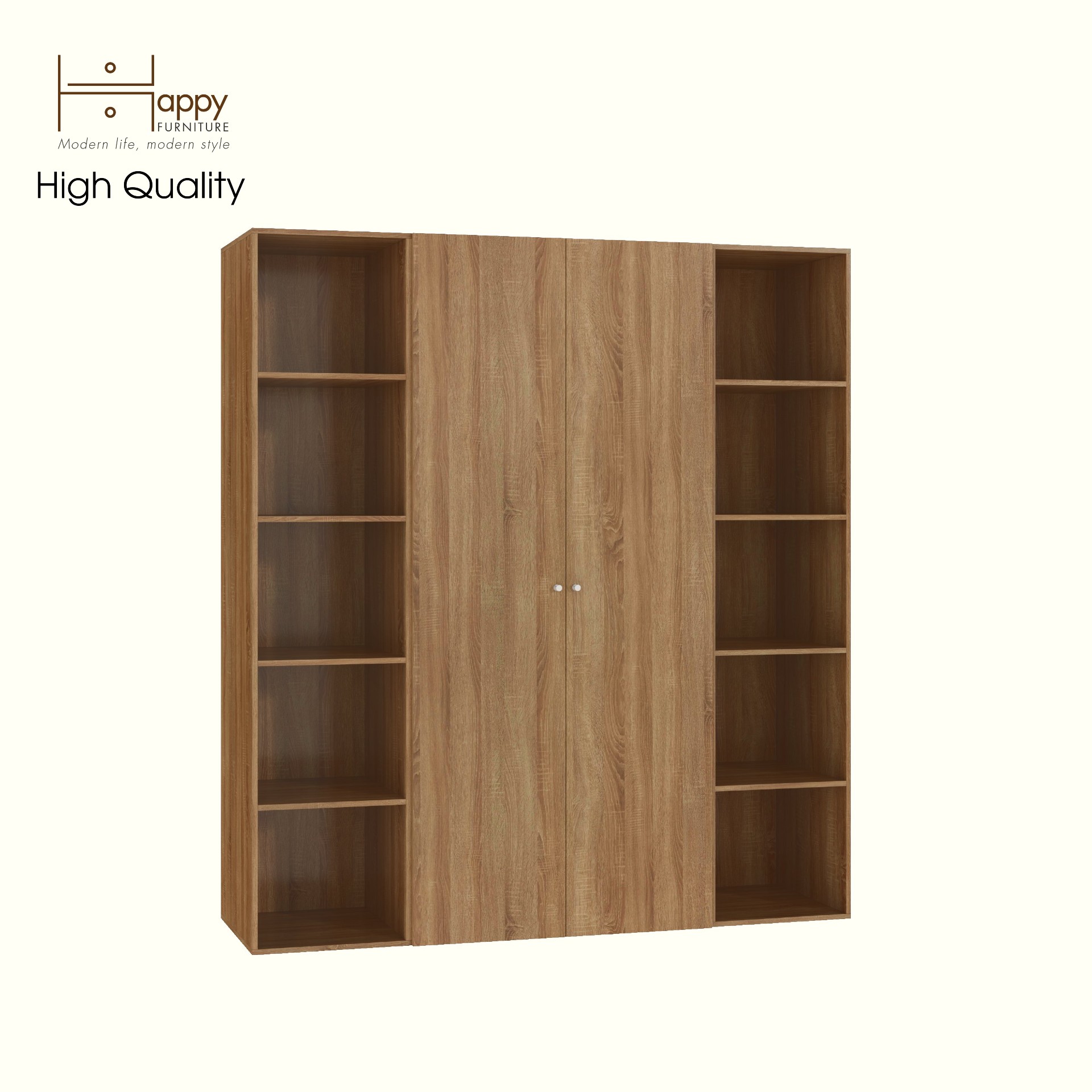 [Happy Home Furniture] SCANDINA, Tủ quần áo 2 cửa mở kết hợp 2 kệ bên ,200cm x 55cm x 220cm ( DxRxC), TCM_100