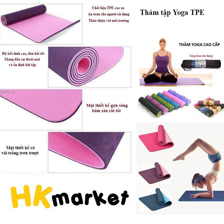 Thảm Tập Yoga - Gym Chống Trơn Trượt Dày 6mm tặng kèm túi đựng cao cấp