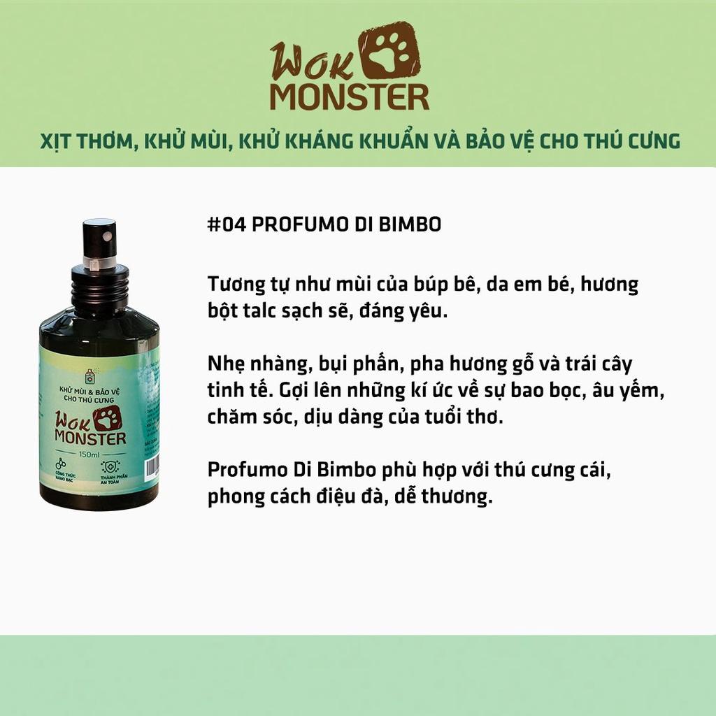 WOK MONSTER- Xịt thơm khử khuẩn, khử mùi và bảo vệ thú cưng- Thành phần an toàn