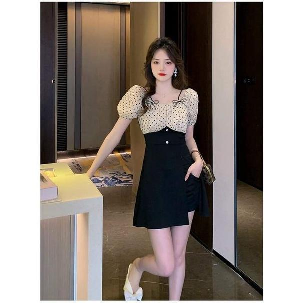 SÉT BỘ PHỐI LỤA HỌA TIẾT CHẤM BI CAO CẤP