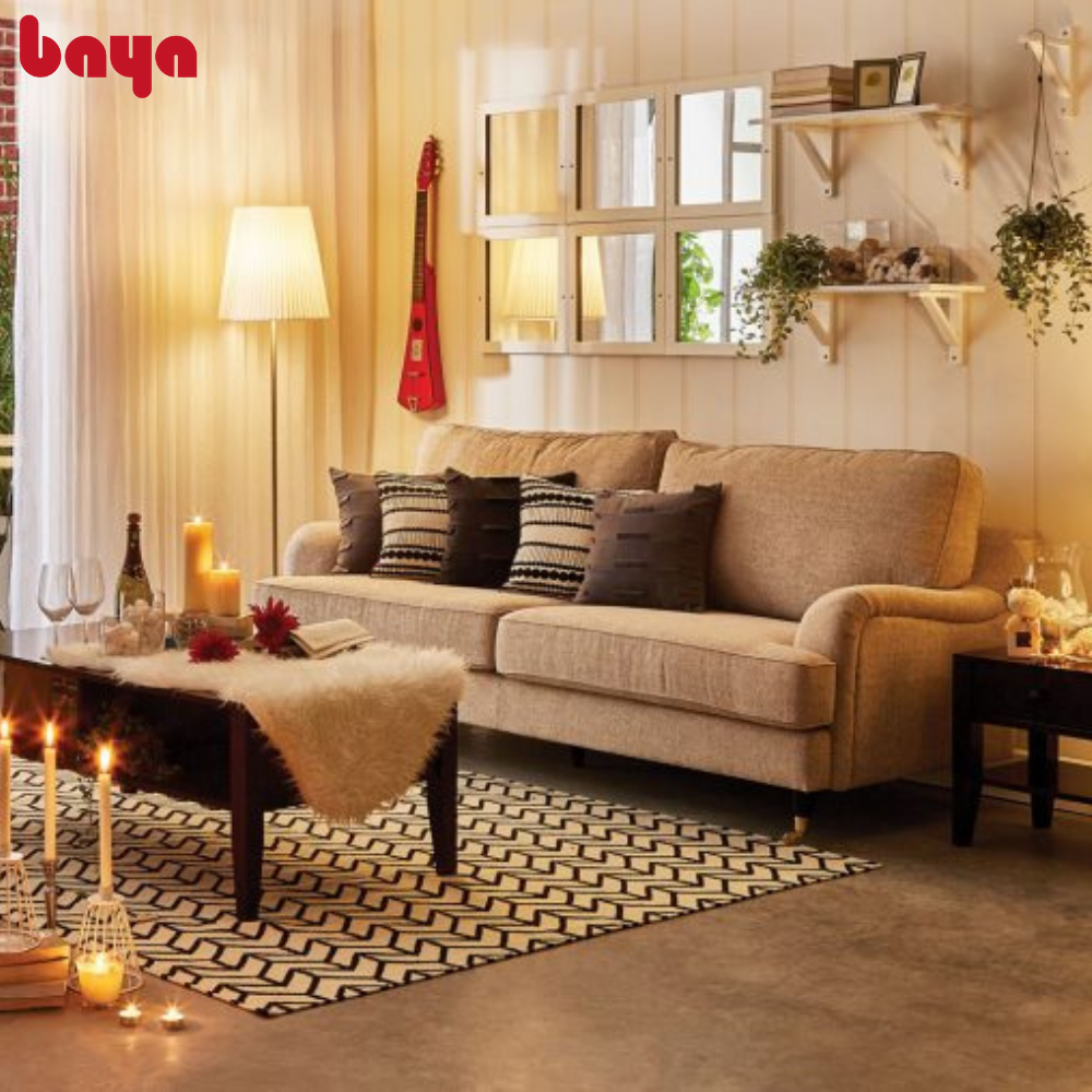 Ghế Sofa Dài Phòng Khách BAYA HACKMAN Thiết Kế Tối Giản, Sang Trọng Hiện Đại, Phần Khung Chân Ghế Gắn 2 Bánh Xe Kim Loại  Vô Cùng Chắc Chắn, Có Thể Linh Hoạt Di Chuyển