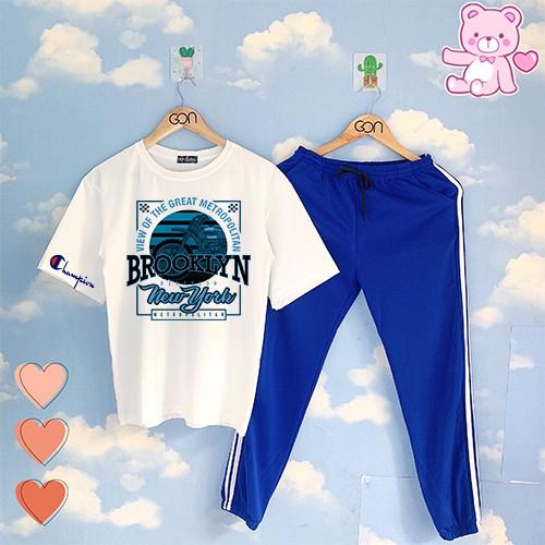 COMBO TIẾT KIỆM Set Đồ Bộ Áo Thun Tay Lửng Quần Kẻ 3Sọc, Quần Ulzzang 2 Sọc