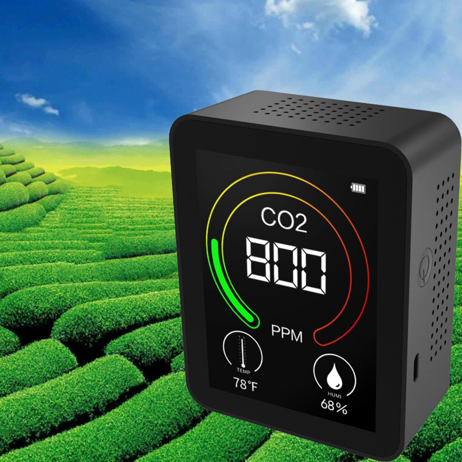 Air Quality Tester Indoor CO2 Meter for Home 1500mah Temperature and Humidity Detector Real Time Display Accurate Carbon Dioxide Sensor 400-6000PPM
