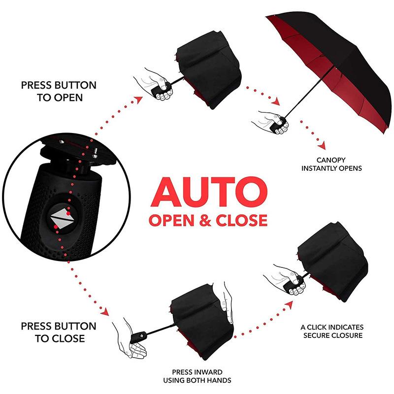 Ô Du Lịch Chống Gió - Chống Gió, Nhỏ - Gọn, Nhẹ, Tự Động, Trục Thép Chắc Chắn, Mini, Có Thể Gập Lại và Xách Tay - Ô Dù Ba Lô, Ô Tô, Ví - Nam Nữ