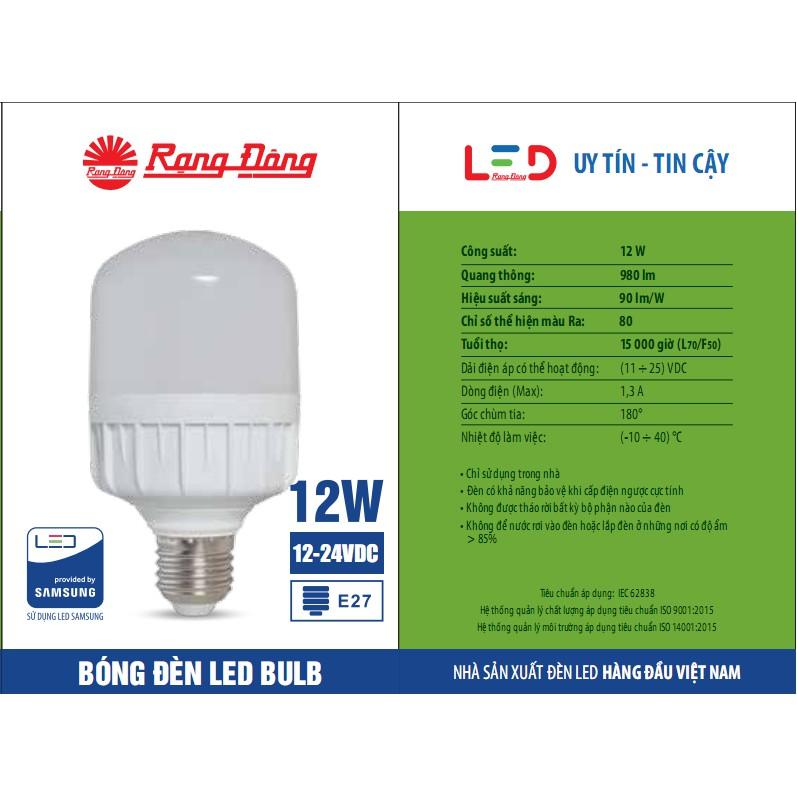 Bóng Đèn LED Kẹp Bình Ắc Quy 12V - 24V DC 7W / 9W / 12W Rạng Đông, ChipLED Samsung