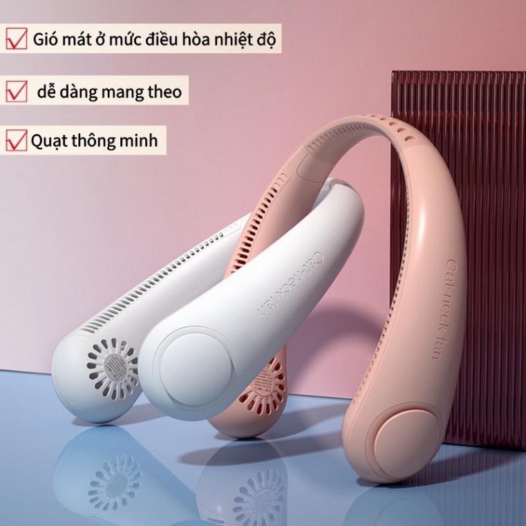 Quạt đeo cổ không cánh thế hệ mới, dung lượng pin 2400mAH, 3 chế độ gió cực mát - Gia dụng Nam Định