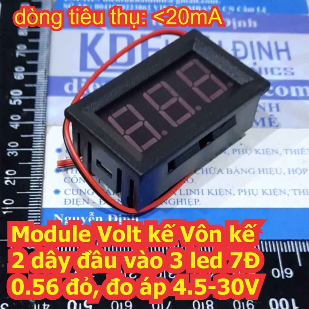 Module Volt kế Vôn kế 2 dây đầu vào 3 led 7Đ 0.56 đỏ, đo áp 4.5-30V kde7223