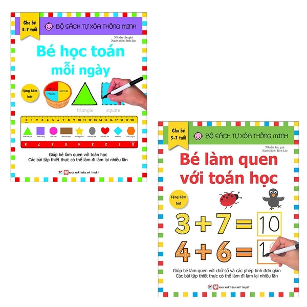 Bộ Sách Tự Xóa Thông Minh - Bé Học Toán Mỗi Ngày + Bé Làm Quen Với Toán Học