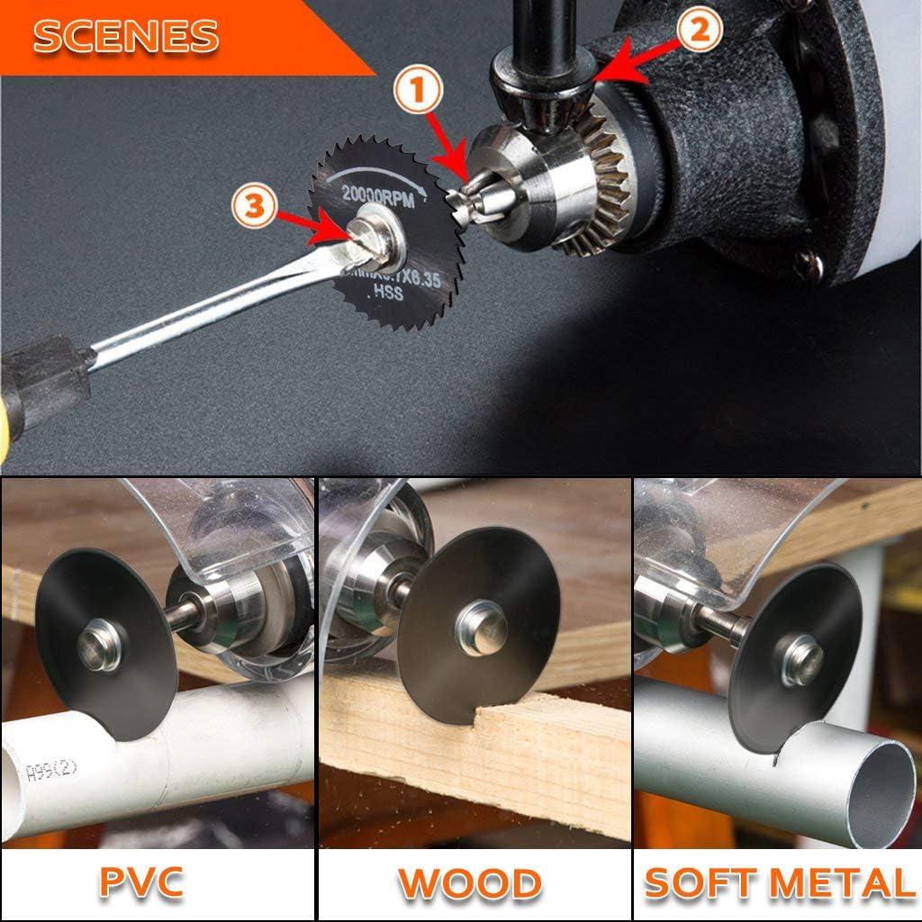 7pc Lưỡi cưa dụng cụ quay , Đĩa lưỡi cưa tròn , cho Mâm cặp dụng cụ quay với Cán nối dài 1/8" của AniSqui