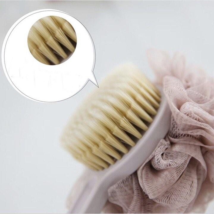 BÀN CHẢI CỌ LƯNG KÈM BÔNG TẮM XUẤT NHẬT ĐA NĂNG 2 ĐẦU KỲ CHÀ MASSAGE KHÔNG LÀM TỔN THƯƠNG DA