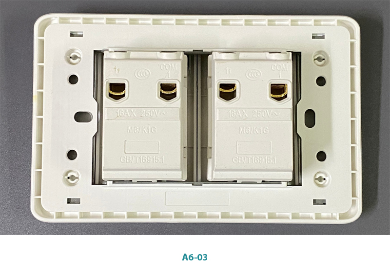 Mặt công tắc đôi A6-03 Novalink chính hãng. Chất liệu nhựa chống cháy, lõi đồng nguyên chất. Có xuất hóa đơn VAT
