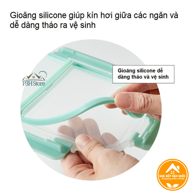 Hộp đựng thực phẩm bằng thủy tinh chia 2 ngăn 3 ngăn chịu nhiệt Lock&lock LLG456 600ml LLG457 860ml LLG458 1040ml