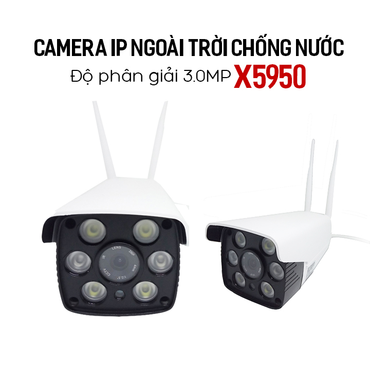 Camera IP Ngoài trời chống nước X5950 3.0MP  Ban đêm có màu- Hàng nhập khẩu