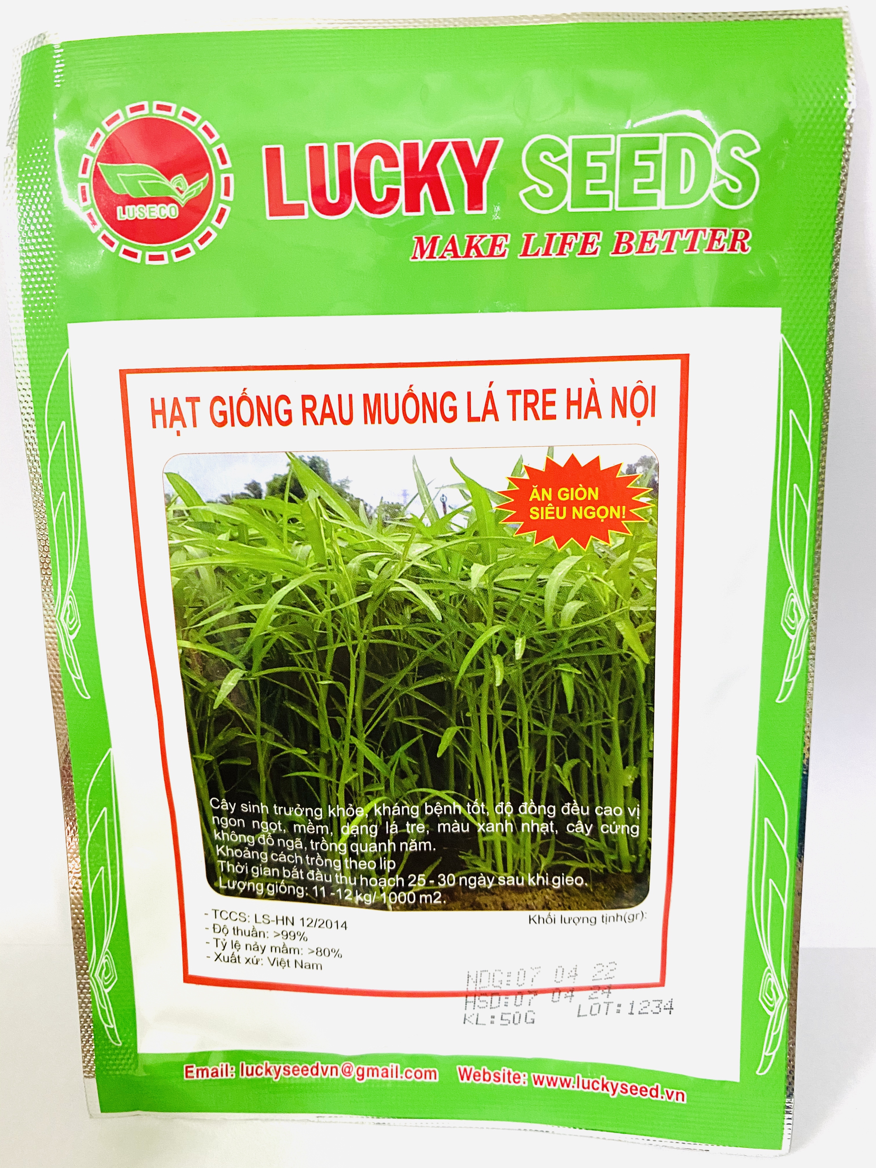 Hạt giống rau muống lá tre hà nội