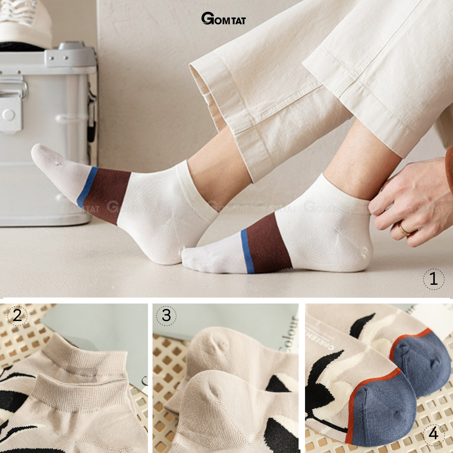 Set 3 đôi tất nam cổ ngắn trẻ trung năng động, vớ cổ thấp nam chất liệu cotton cao cấp - CHEMMY-PO-3032-CB3