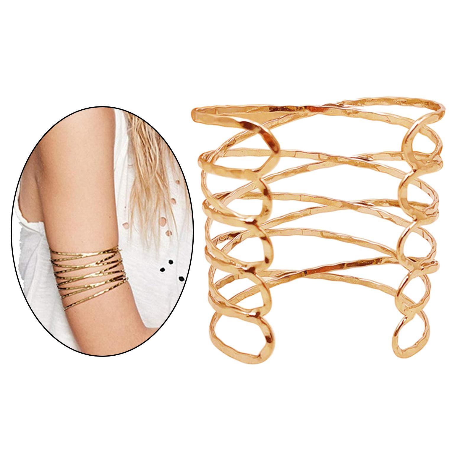 Women Upper Arm Band Armlet Multilayer Cuff Bangle Bracelet Jewelry Golden