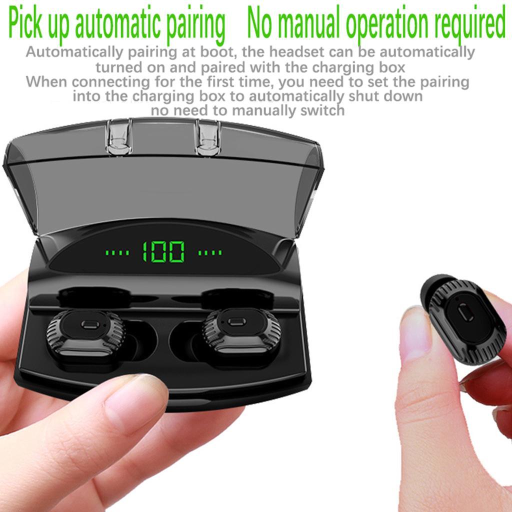Wireless Headphone Bluetooth 5.0 Earphones 3D In-Ear Headset 1800mAh Case