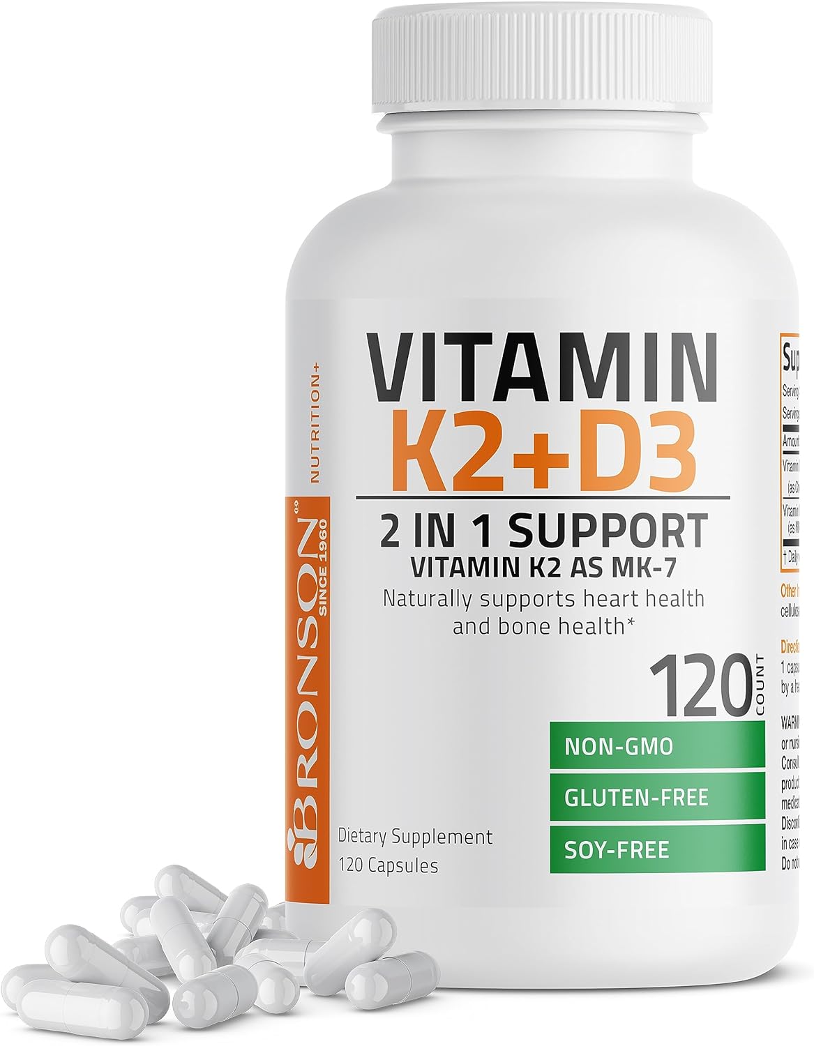 Vitamin K2 D3 - MK7 Bronson 250 Viên Hỗ trợ Giúp Xương Chắc Khỏe, Tăng Hóc Môn, Phát Triển Cơ