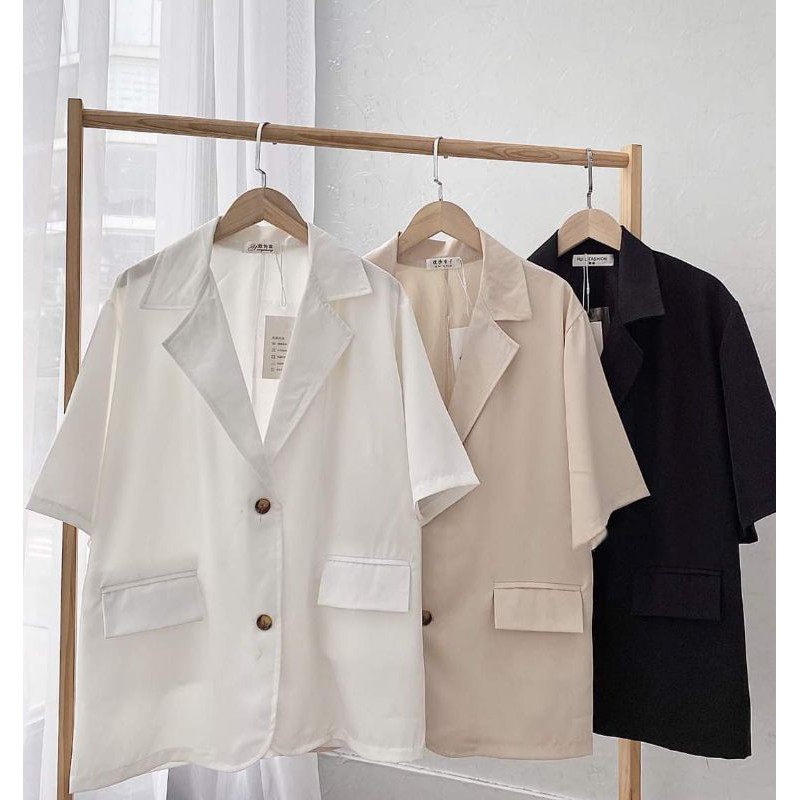 Áo blazer nữ cộc tay, áo vest nữ chất mát dáng rộng 3 màu xinh xắn